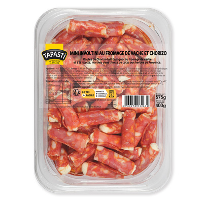 3760278132632 MINI INVOLTINI AU FROMAGE ET CHORIZO 575G TAPASTI