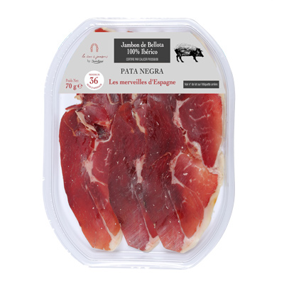 3660071009318_Jambon de Bellota ibérique Pata Negra 36-48 mois tranché 70g LA CAVE A JAMBONS